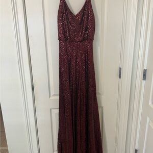 Elegant Revelry Burgundy Sequin Gown/ Bridesmaids dress